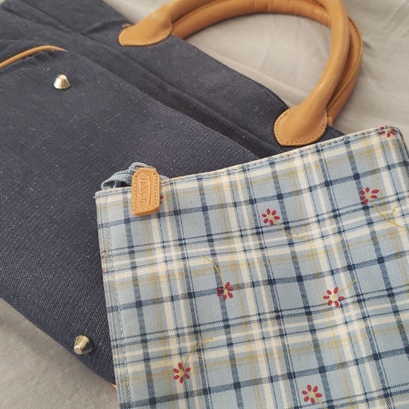 Talbots Denim Leather Handbag - Picture 8 of 8